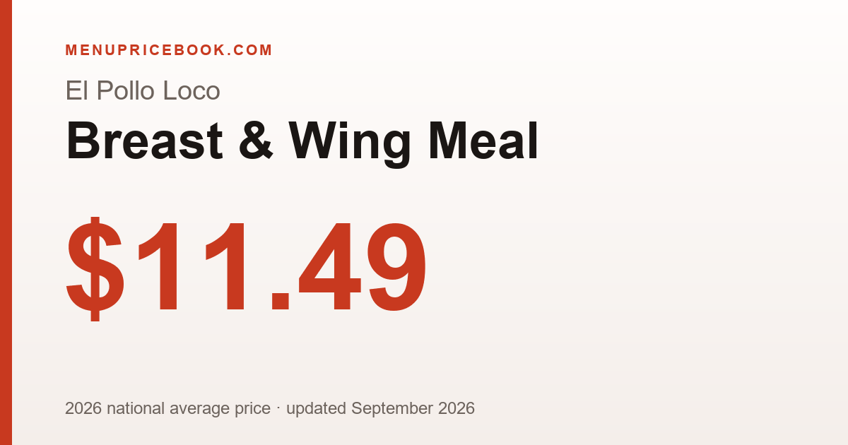 El Pollo Loco Breast & Wing Meal price: $11.49 (2026)