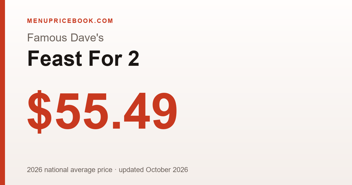Famous Dave's Feast For 2 price: $55.49 (2026)