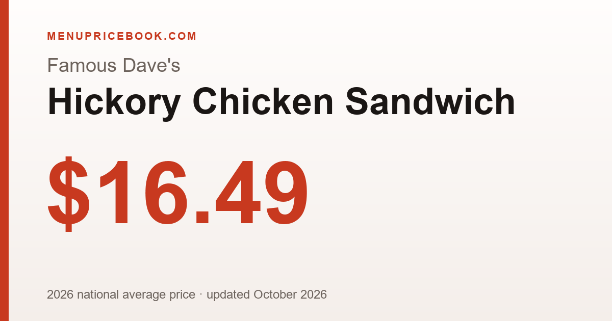 Famous Dave's Hickory Chicken Sandwich price: $16.49 (2026)