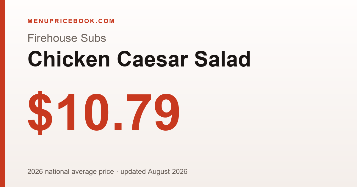 Firehouse Subs Chicken Caesar Salad price: $10.79 (2026)