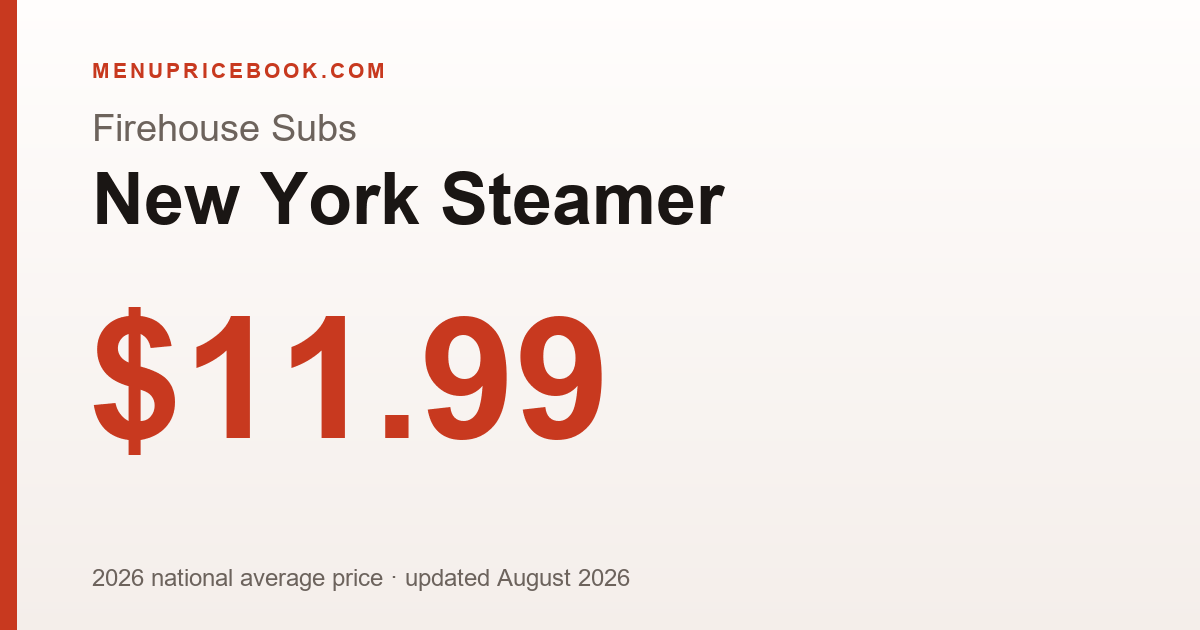 Firehouse Subs New York Steamer price: $11.99 (2026)