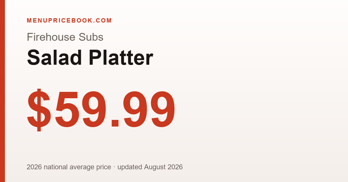 Firehouse Subs Salad Platter price: $59.99 (2026)