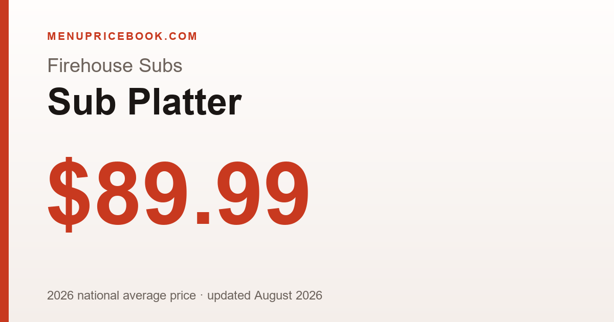 Firehouse Subs Sub Platter price: $89.99 (2026)