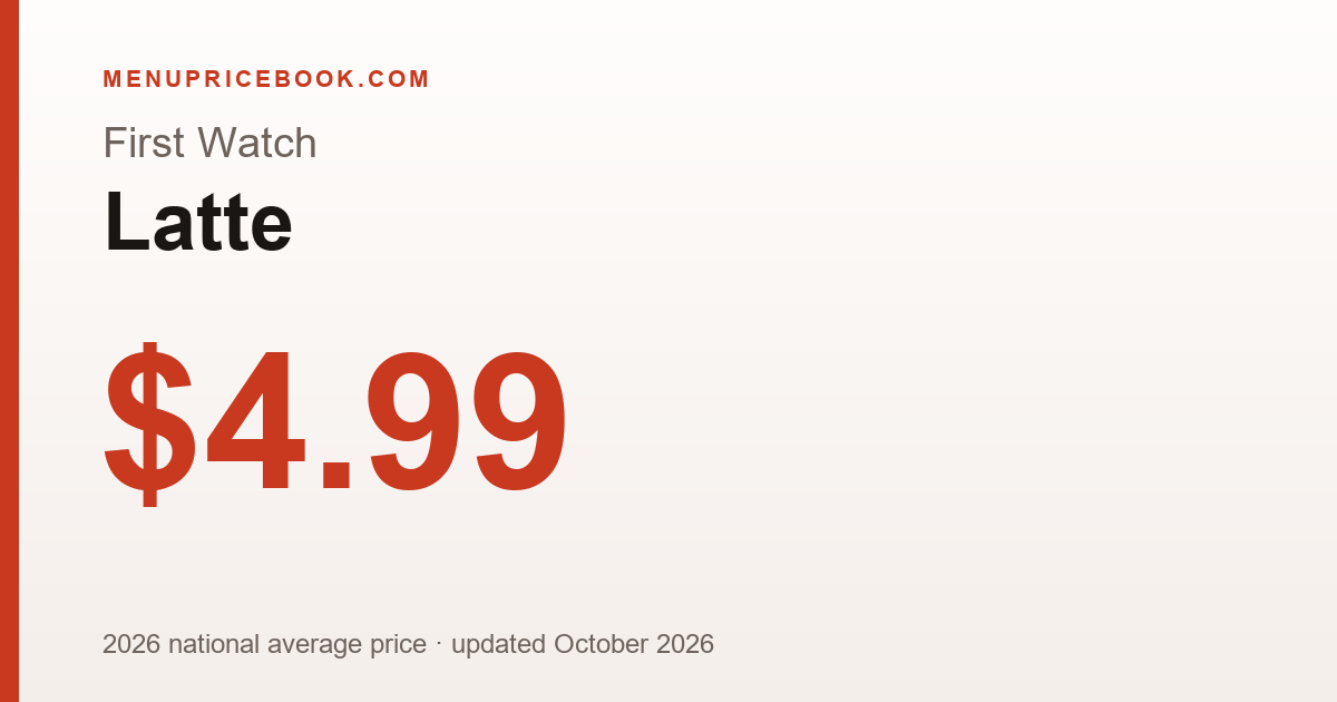 First Watch Latte price: $4.99 (2026)