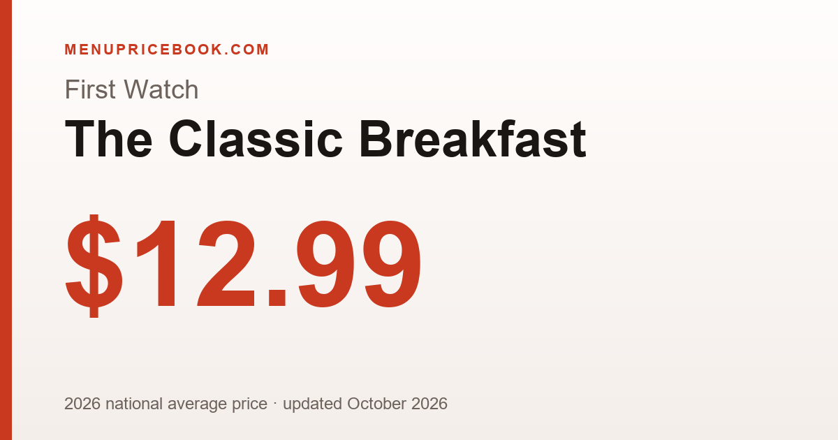 First Watch The Classic Breakfast price: $12.99 (2026)