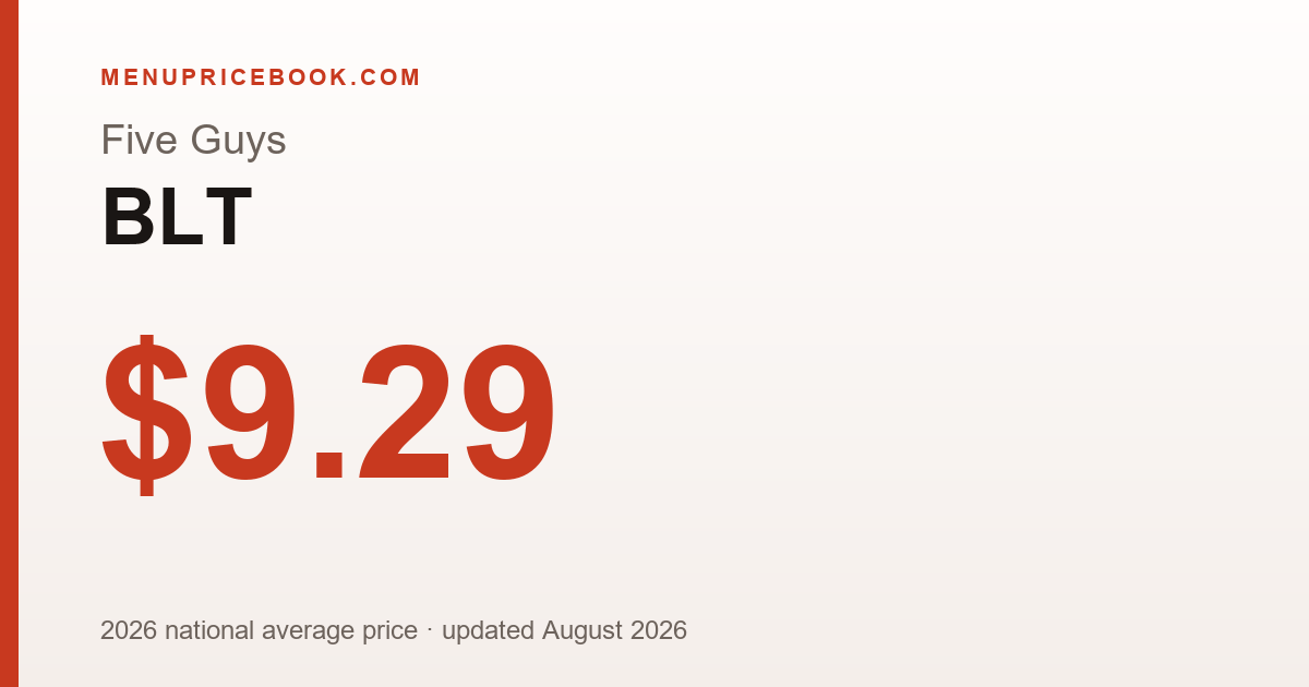 Five Guys BLT price: $9.29 (2026)