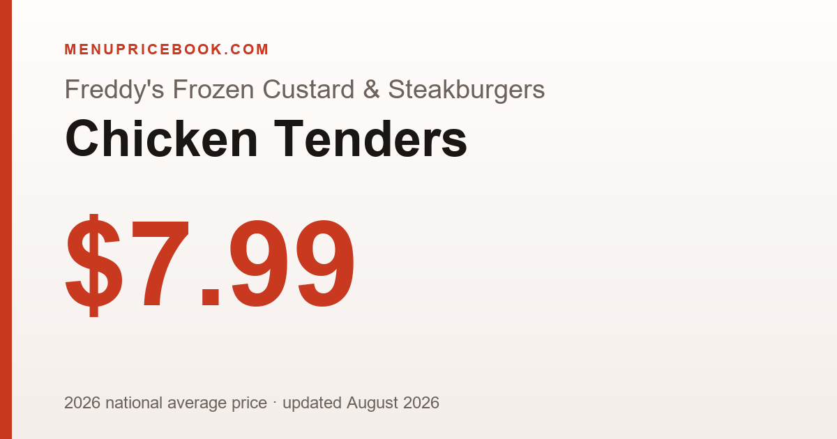 Freddy's Frozen Custard & Steakburgers Chicken Tenders price: $7.99 (2026)