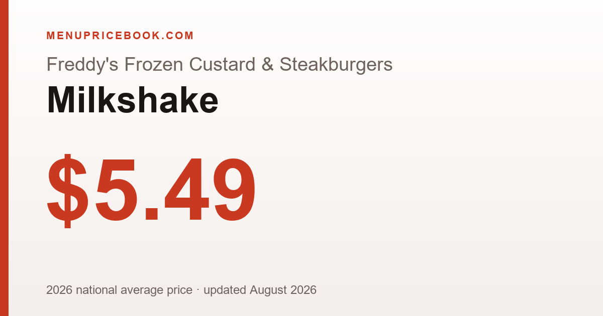 Freddy's Frozen Custard & Steakburgers Milkshake price: $5.49 (2026)