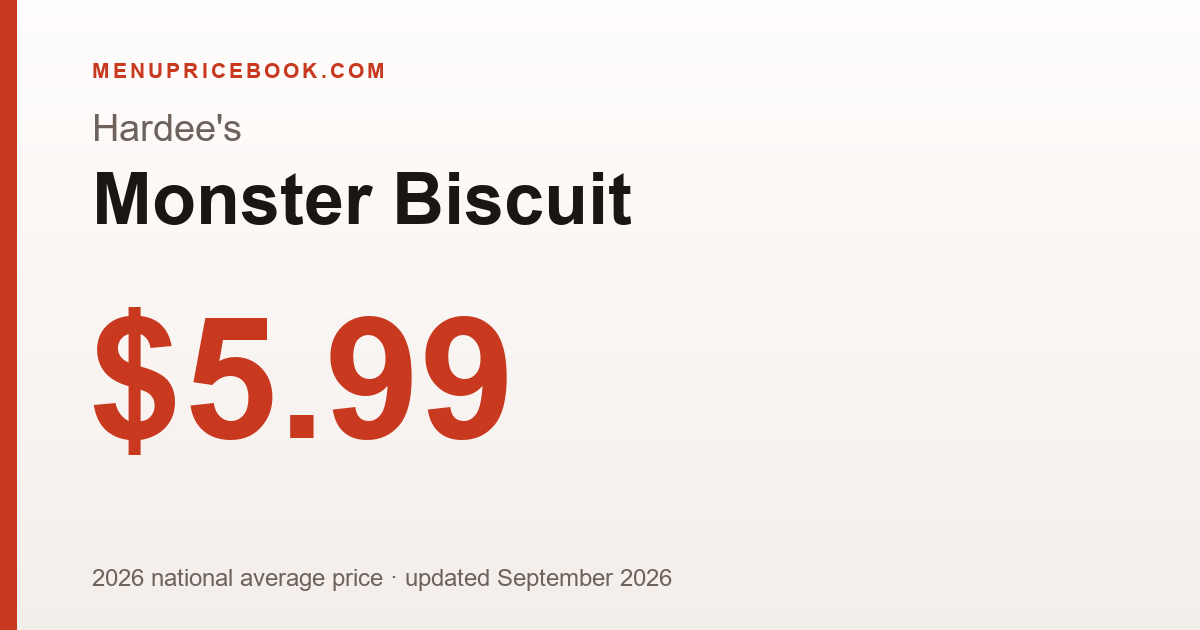Hardee's Monster Biscuit price: $5.99 (2026)