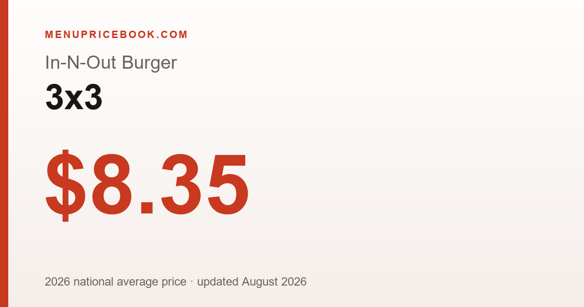 In-N-Out Burger 3x3 price: $8.35 (2026)