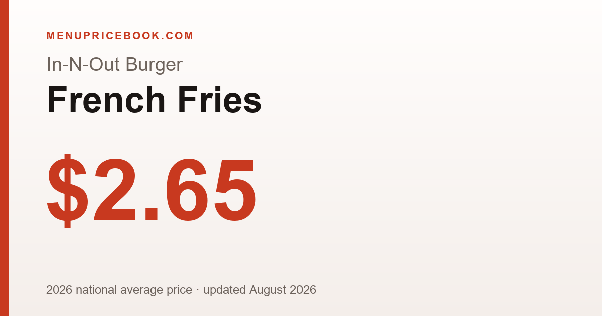 In-N-Out Burger French Fries price: $2.65 (2026)