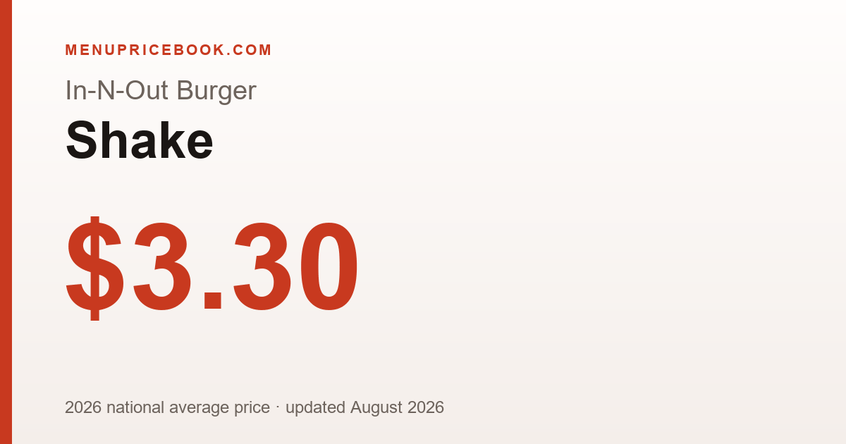 In-N-Out Burger Shake price: $3.30 (2026)
