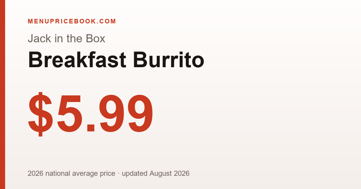 Jack in the Box Breakfast Burrito price: $5.99 (2026)