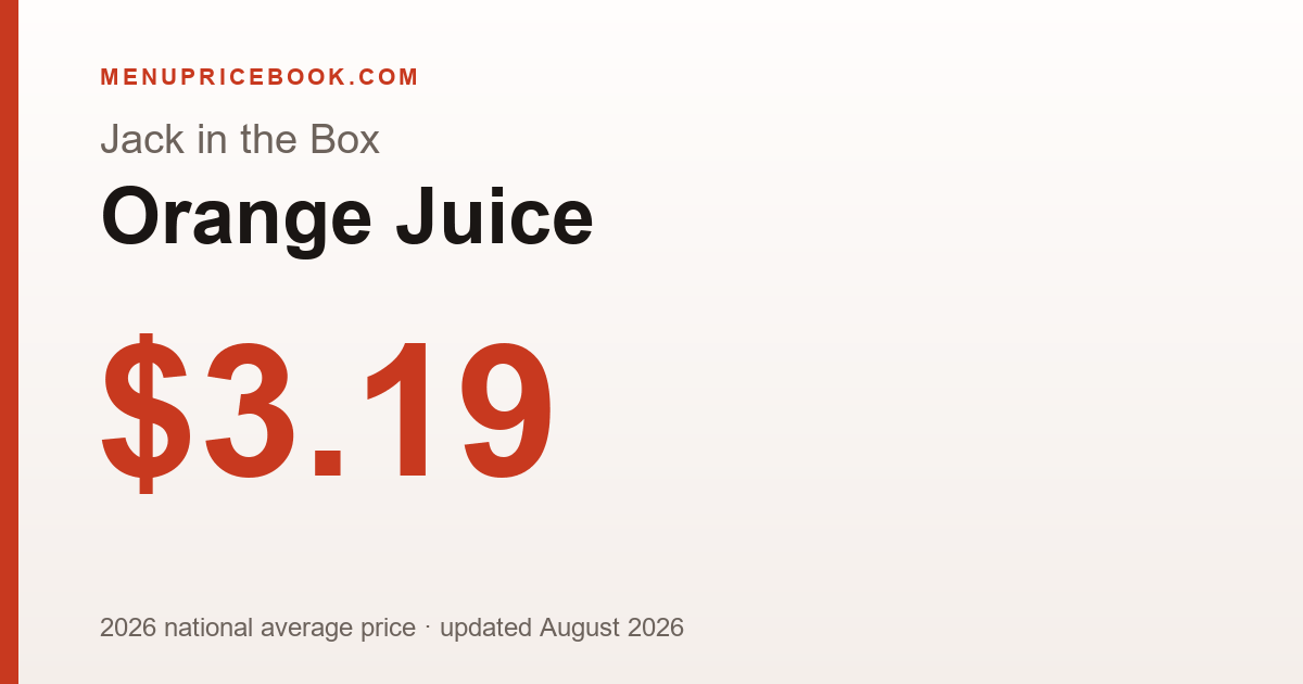 Jack in the Box Orange Juice price: $3.19 (2026)
