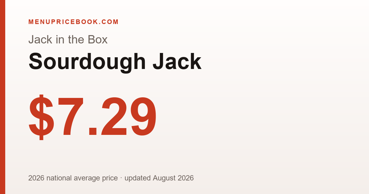 Jack in the Box Sourdough Jack price: $7.29 (2026)