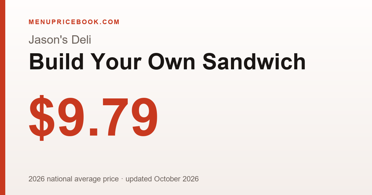 Jason's Deli Build Your Own Sandwich price: $9.79 (2026)