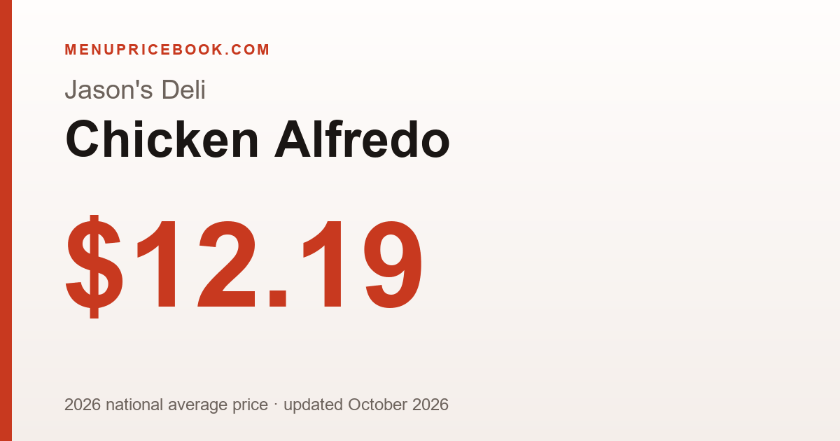 Jason's Deli Chicken Alfredo price: $12.19 (2026)