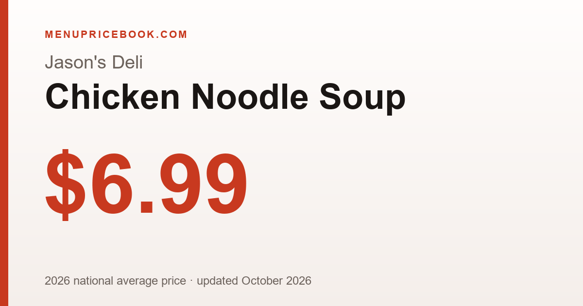 Jason's Deli Chicken Noodle Soup price: $6.99 (2026)