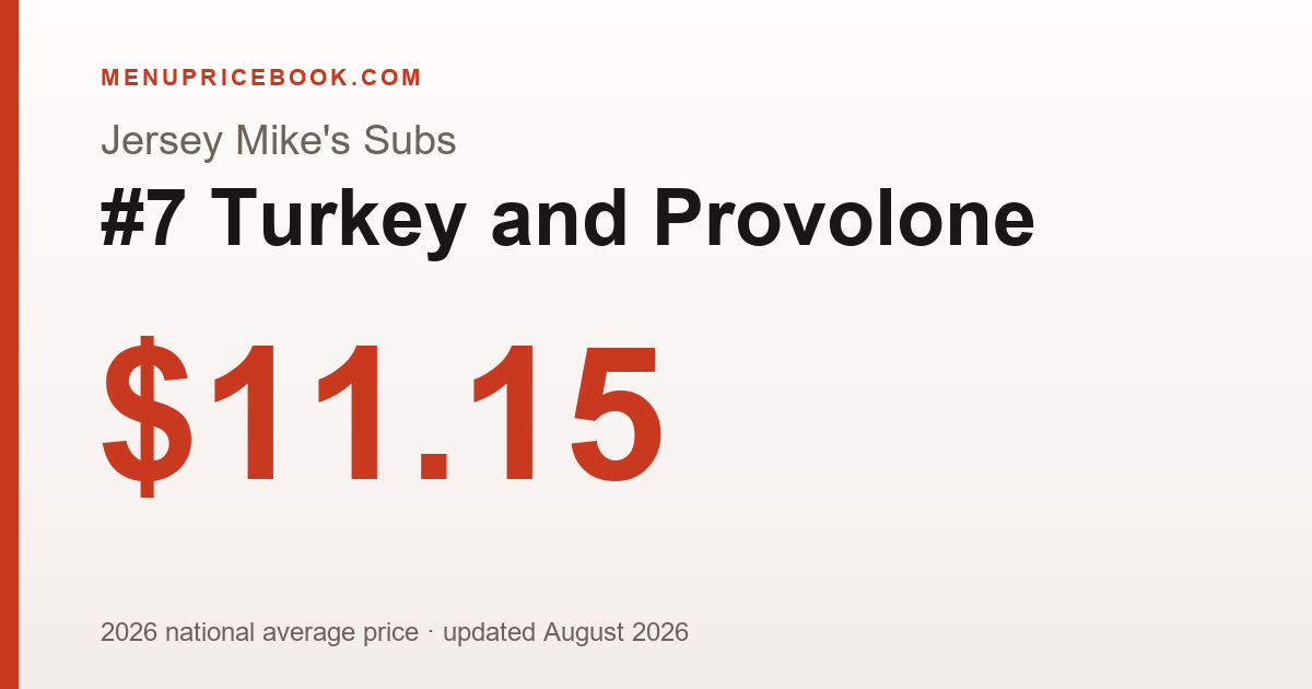 Jersey Mike's Subs #7 Turkey and Provolone price: $11.15 (2026)