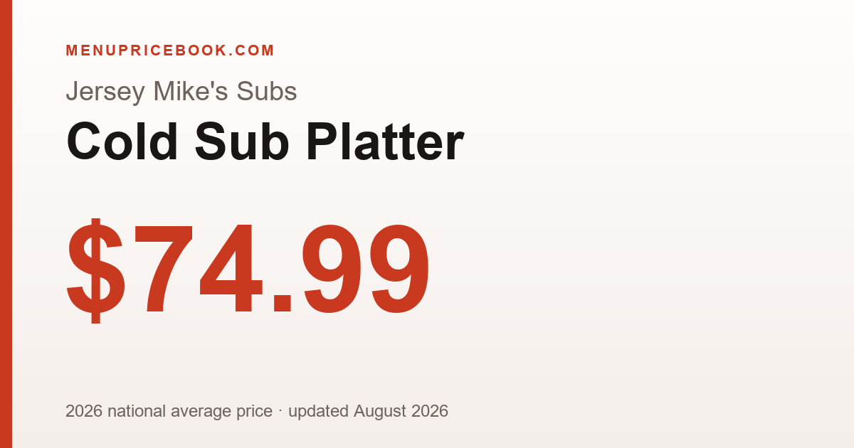 Jersey Mike's Subs Cold Sub Platter price: $74.99 (2026)
