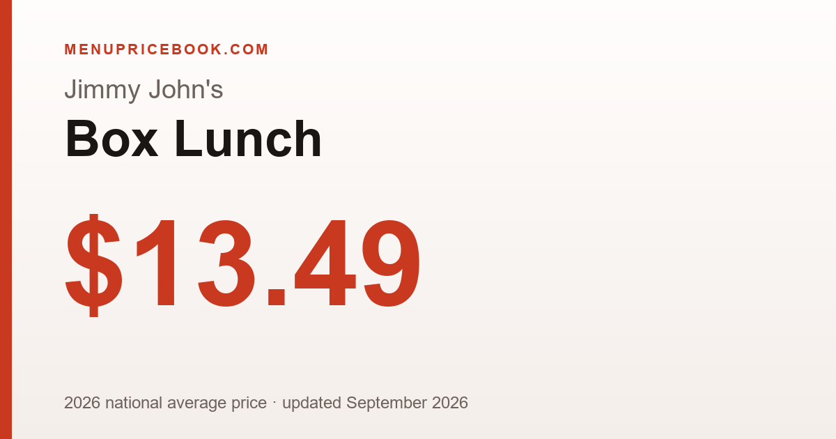 Jimmy John's Box Lunch price: $13.49 (2026)