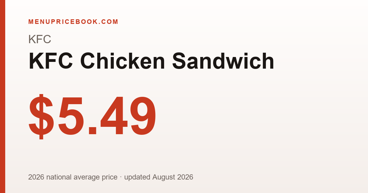 KFC Chicken Sandwich price: $5.49 (2026)