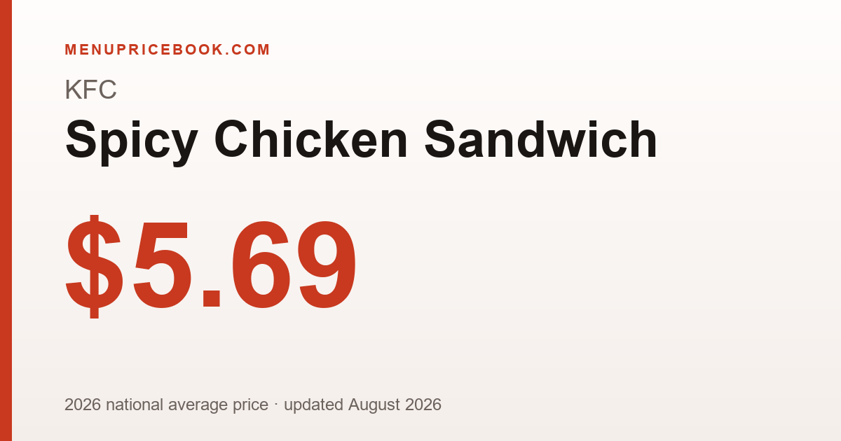 KFC Spicy Chicken Sandwich price: $5.69 (2026)