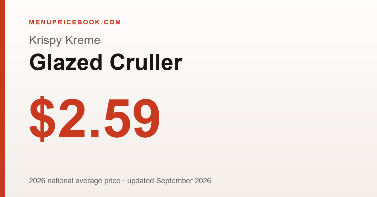 Krispy Kreme Glazed Cruller price: $2.59 (2026)