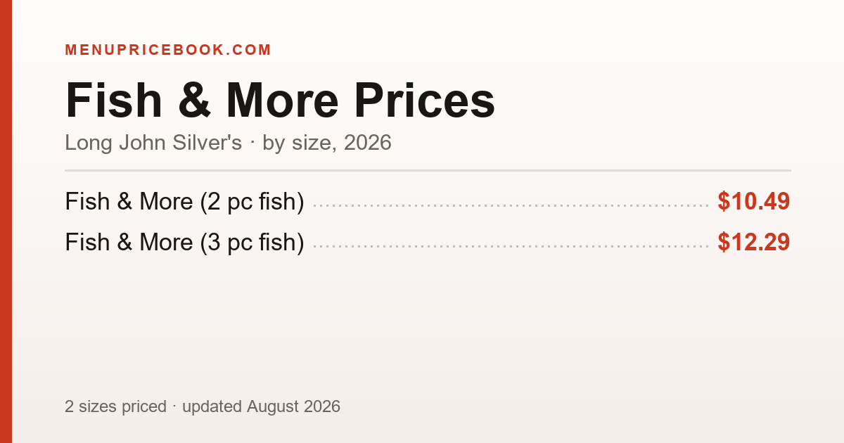 Long John Silver's Fish & More price: $10.49–$12.29 (2026)