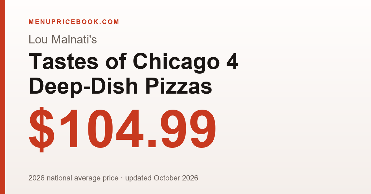 Lou Malnati's Tastes of Chicago 4 Deep-Dish Pizzas price: $104.99 (2026)