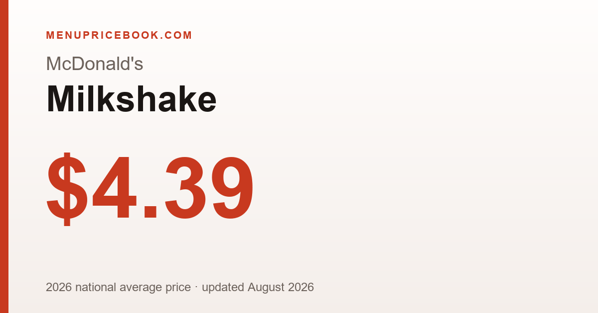 McDonald's Milkshake price: $4.39 (2026)