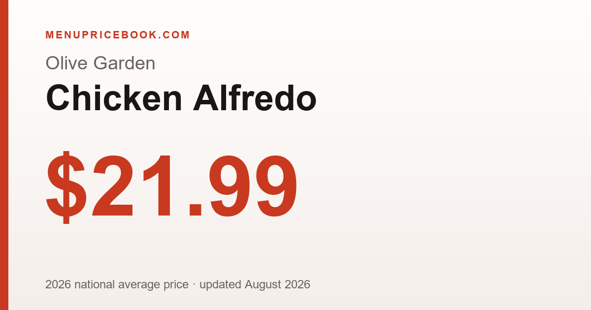 Olive Garden Chicken Alfredo price: $21.99 (2026)