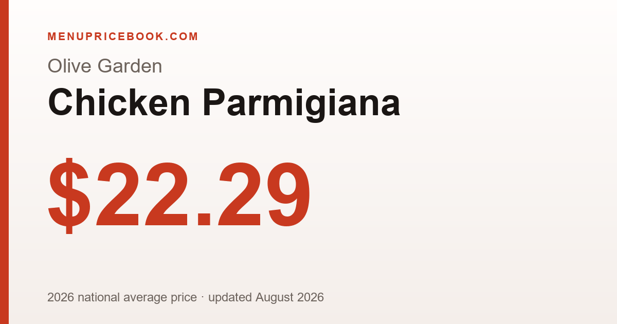 Olive Garden Chicken Parmigiana price: $22.29 (2026)