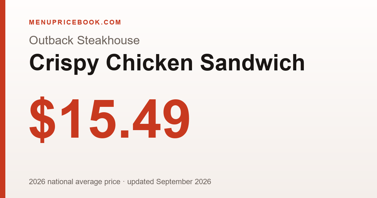 Outback Steakhouse Crispy Chicken Sandwich price: $15.49 (2026)