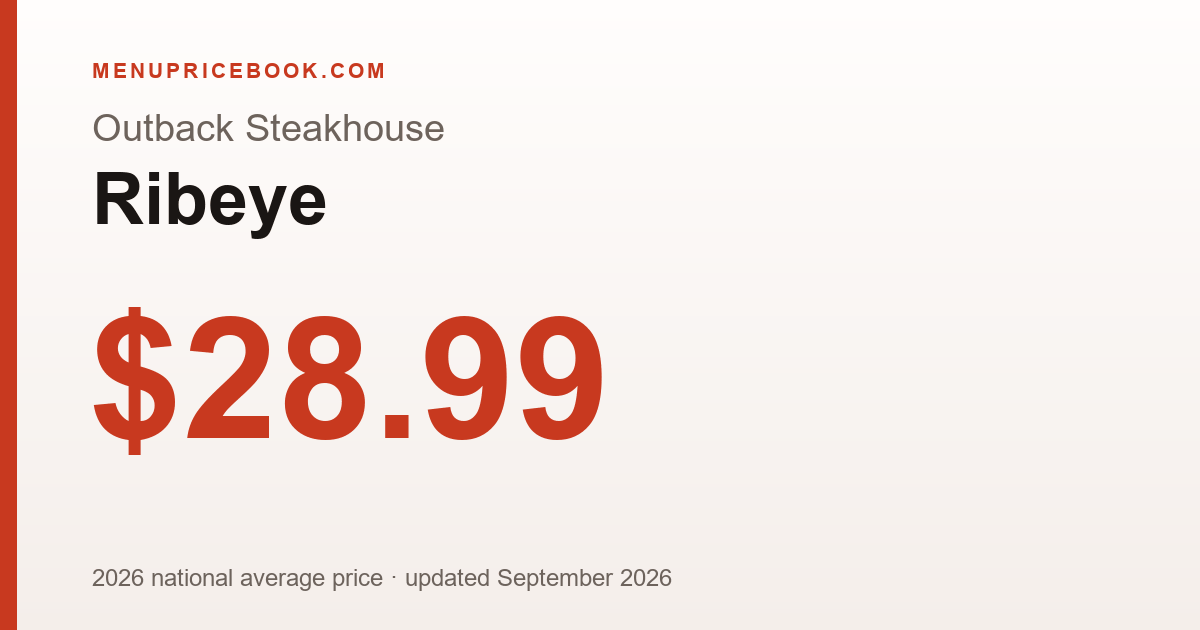 Outback Steakhouse Ribeye price: $28.99 (2026)
