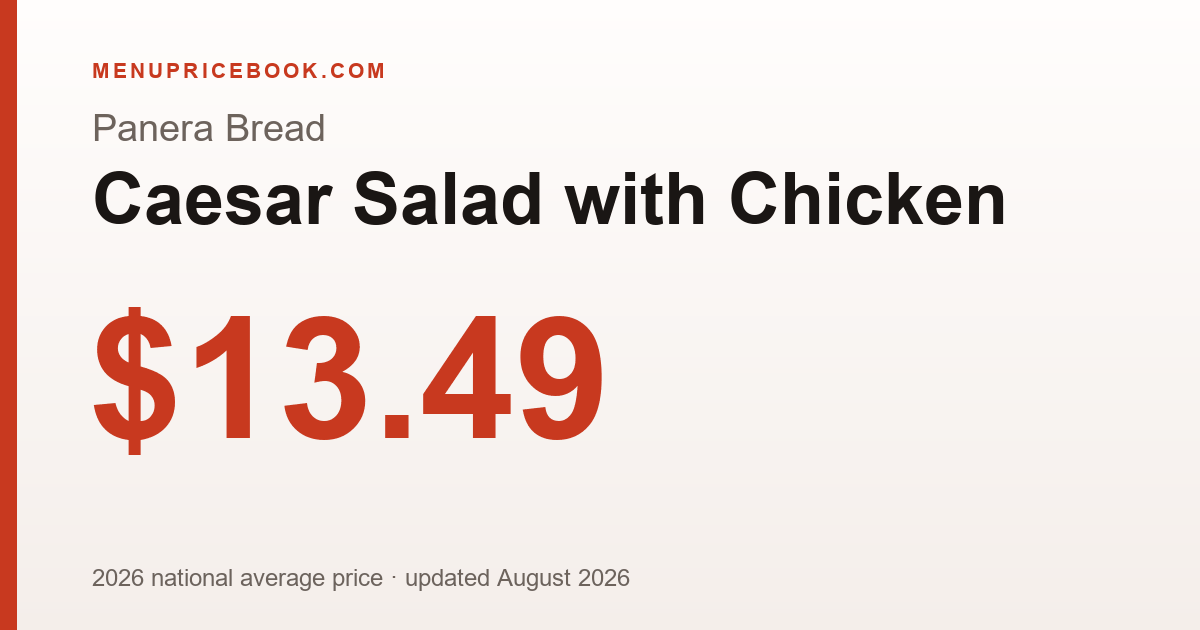 Panera Bread Caesar Salad with Chicken price: $13.49 (2026)