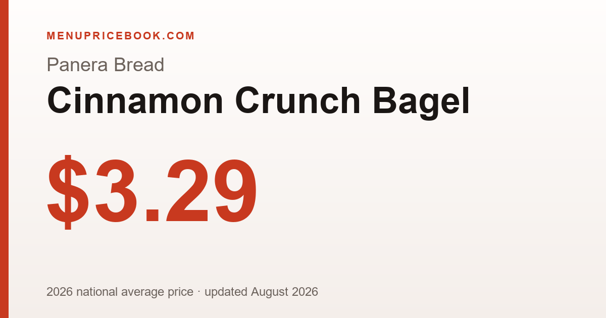 Panera Bread Cinnamon Crunch Bagel price: $3.29 (2026)