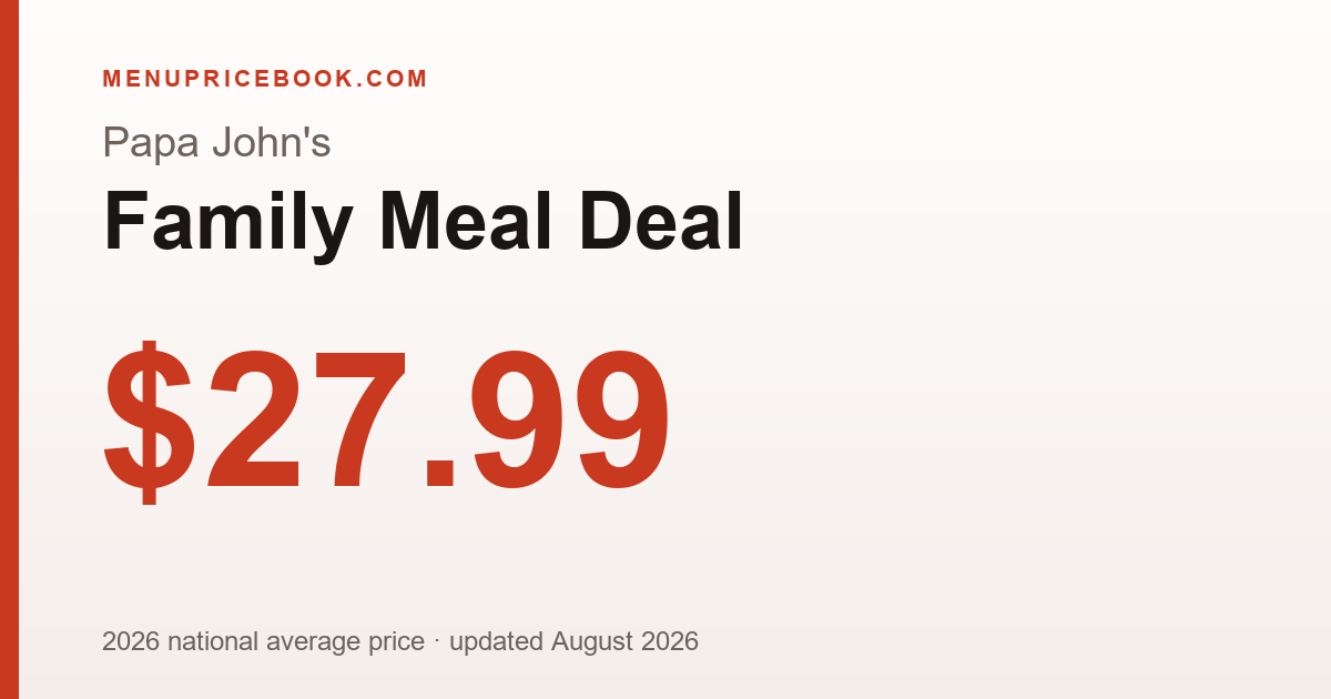Papa John's Family Meal Deal price: $27.99 (2026)