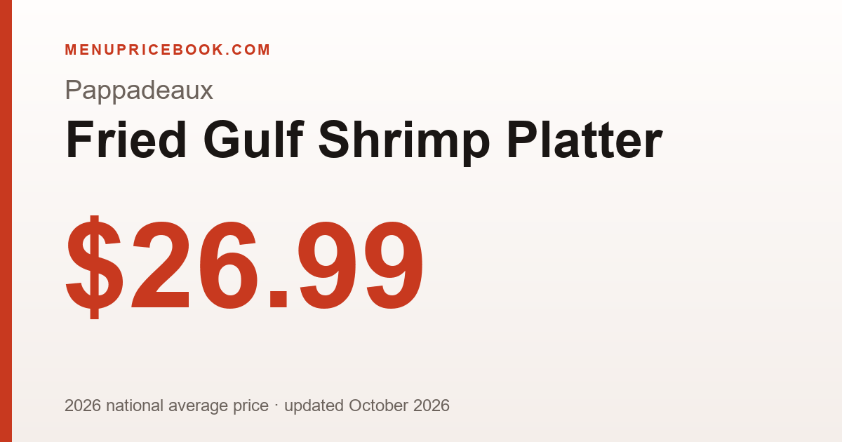 Pappadeaux Fried Gulf Shrimp Platter price: $26.99 (2026)