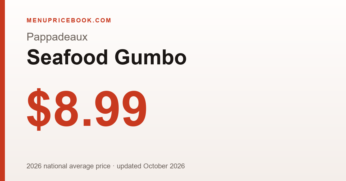 Pappadeaux Seafood Gumbo price: $8.99 (2026)