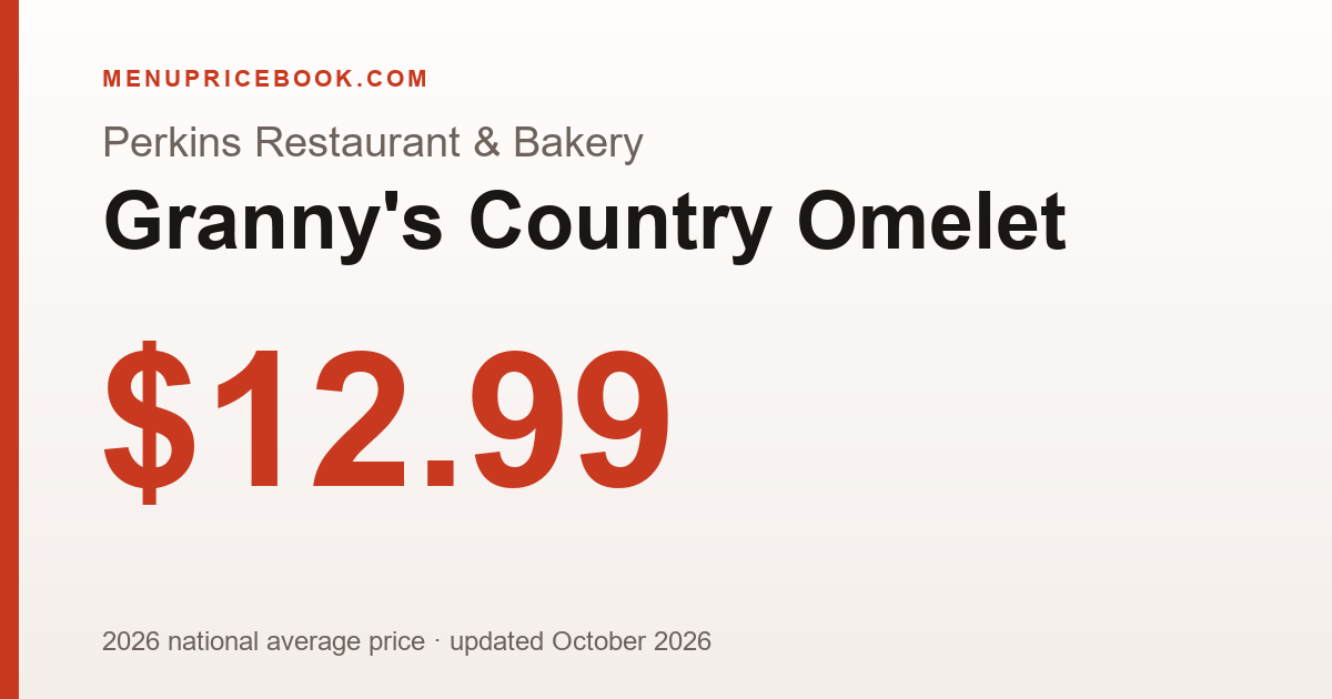 Perkins Restaurant & Bakery Granny's Country Omelet price: $12.99 (2026)