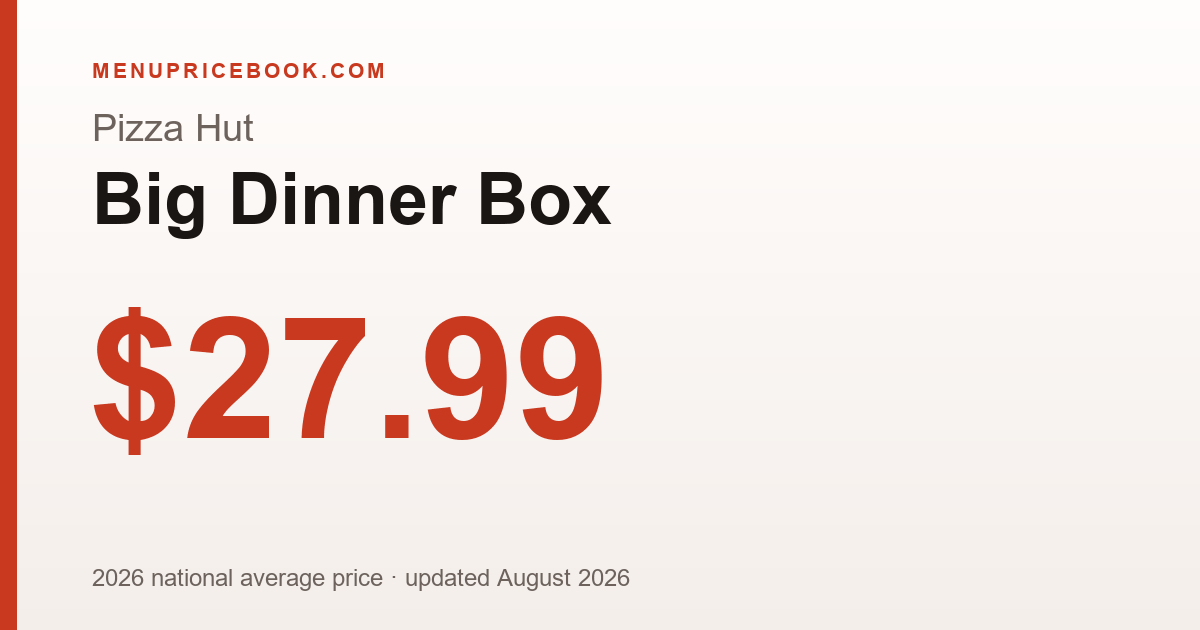 Pizza Hut Big Dinner Box price: $27.99 (2026)