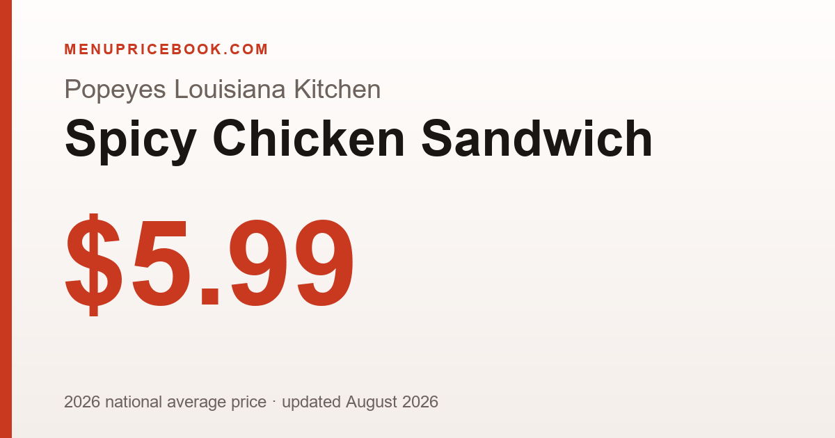 Popeyes Louisiana Kitchen Spicy Chicken Sandwich price: $5.99 (2026)