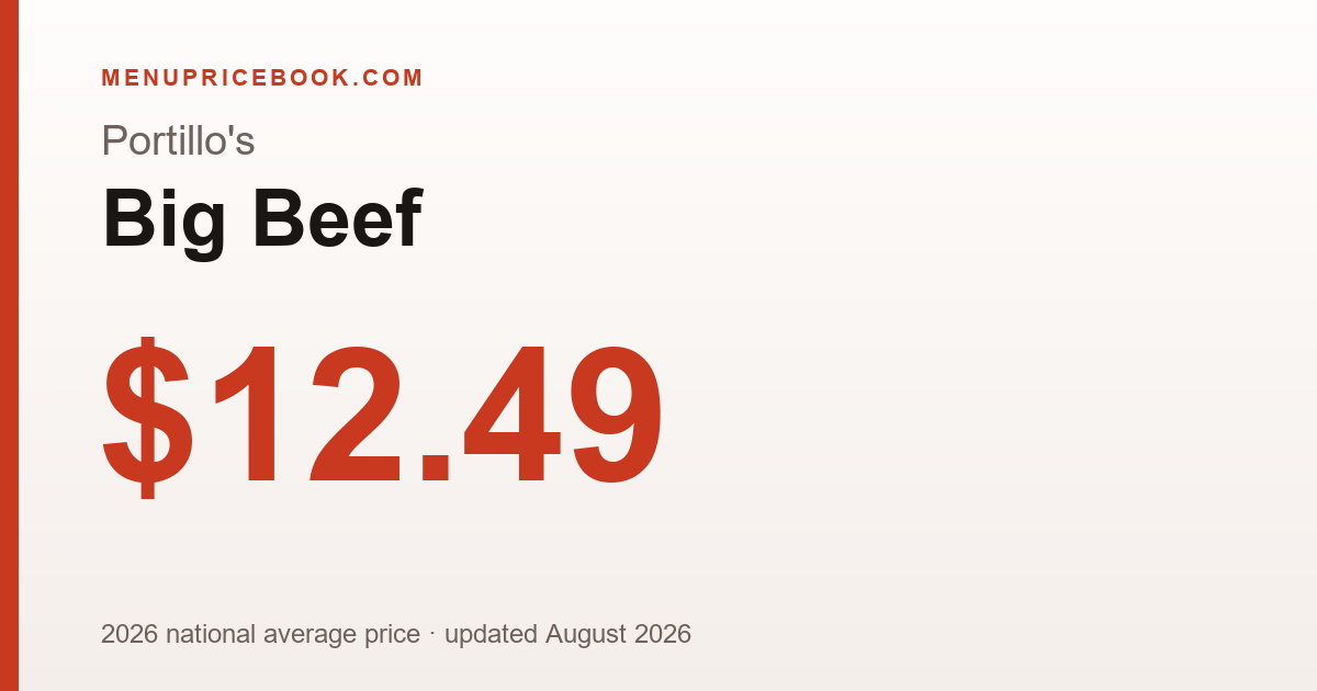 Portillo's Big Beef price: $12.49 (2026)