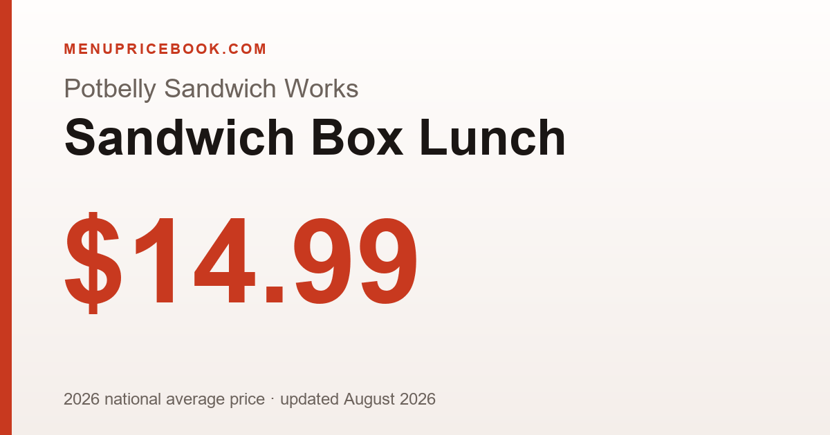 Potbelly Sandwich Works Sandwich Box Lunch price: $14.99 (2026)