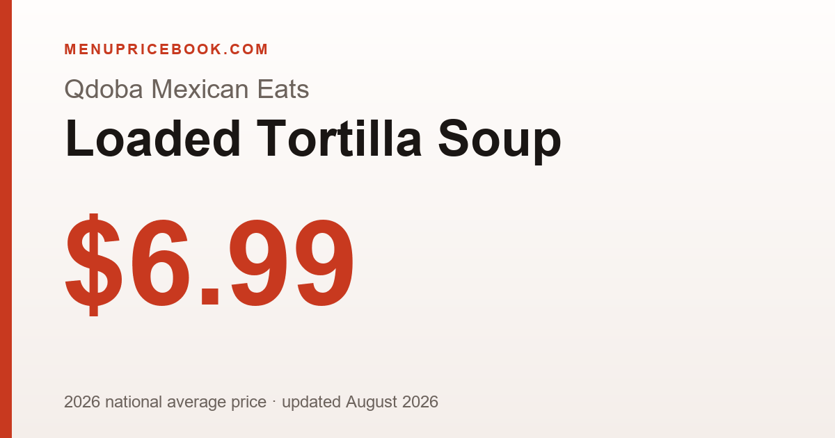 Qdoba Mexican Eats Loaded Tortilla Soup price: $6.99 (2026)
