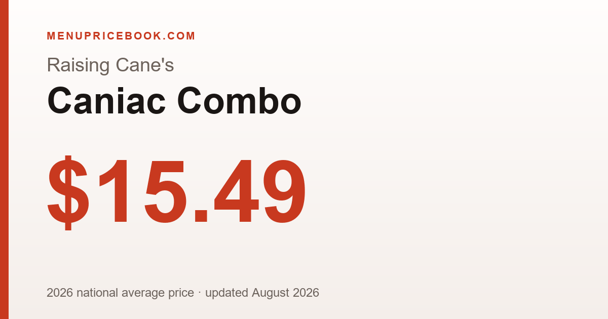 Raising Cane's Caniac Combo price: $15.49 (2026)