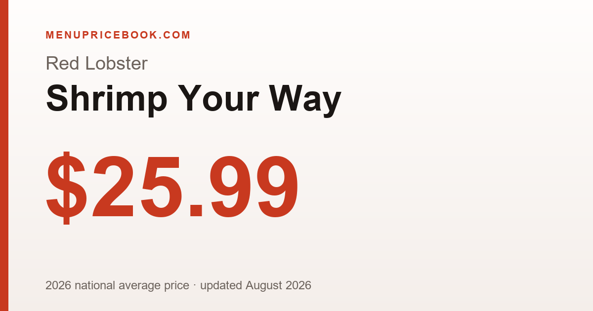 Red Lobster Shrimp Your Way price: $25.99 (2026)