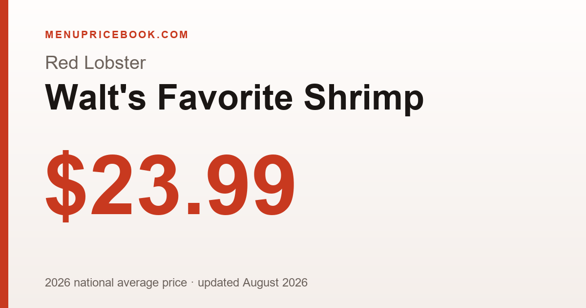 Red Lobster Walt's Favorite Shrimp price: $23.99 (2026)