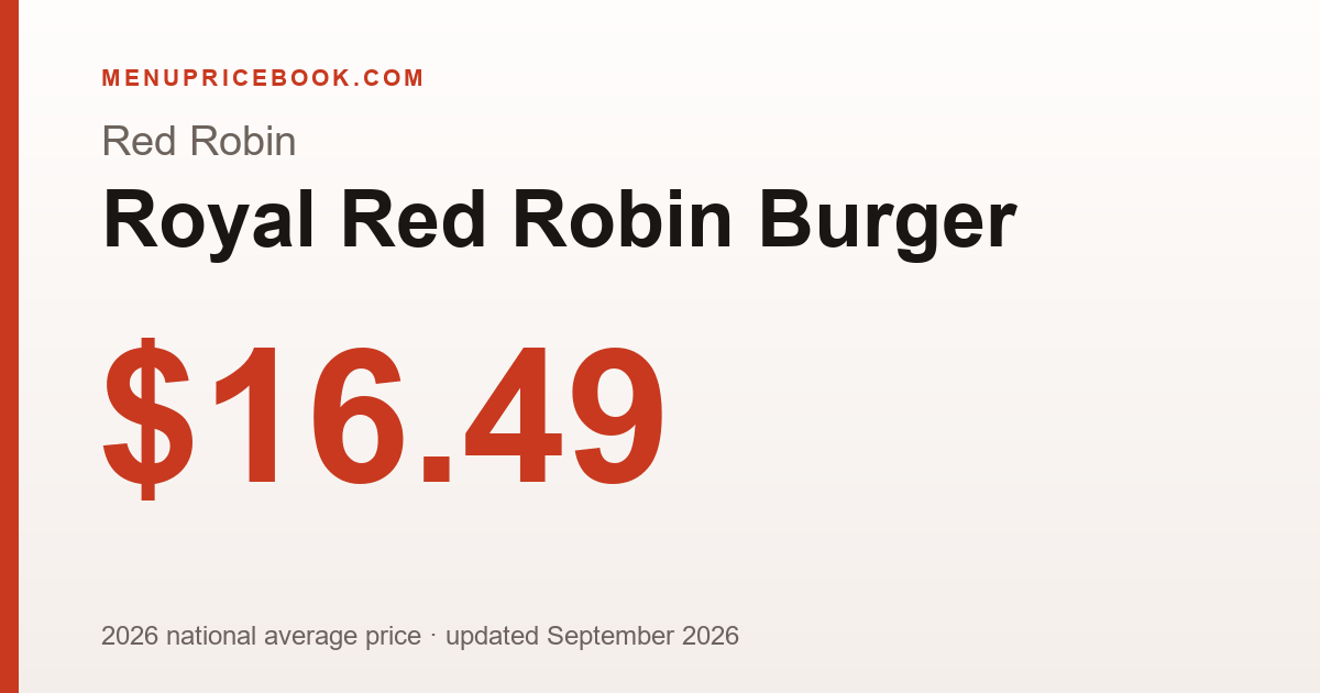 Royal Red Robin Burger price: $16.49 (2026)